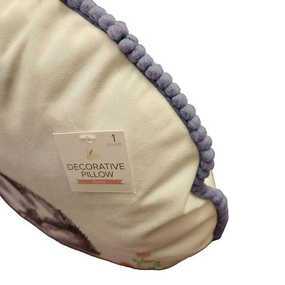 New! Gorgeous Spring Bunny Pillow! Shabby Chic Round - Picture 3 of 3